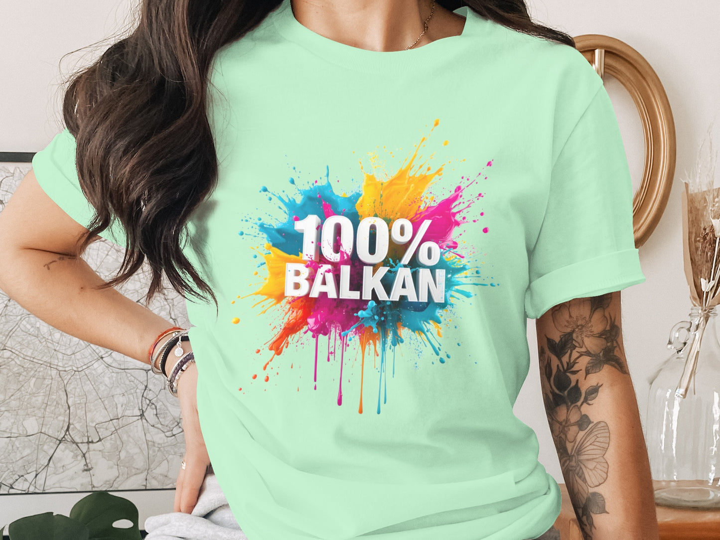 Mint Green 100% BALKAN Paint Splatter Product Type