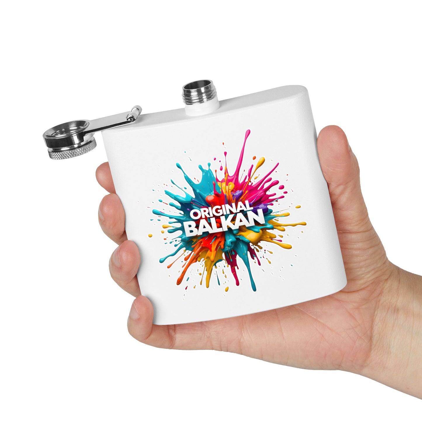 Original Balkan colorful paint splatter hip flask