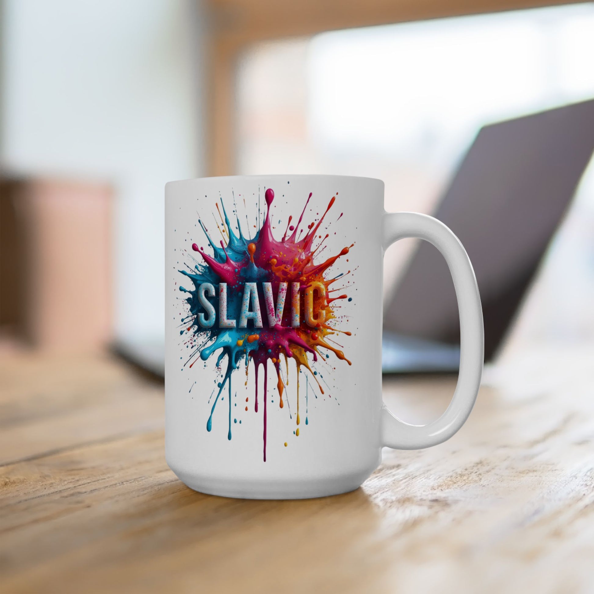 Colorful Paint Splatter Slavic Word Design Mug product type