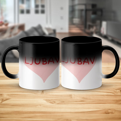Ljubav Heart Print Ceramic Coffee Mug for Daily Use
