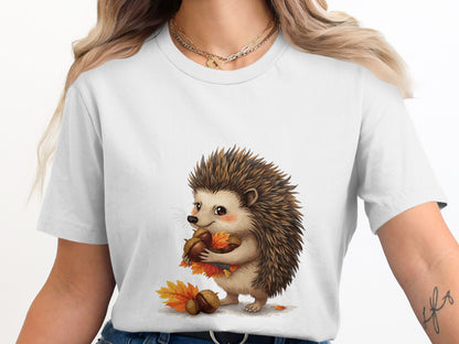 Adorable Hedgehog Collecting Fall Leaves T-shirt product