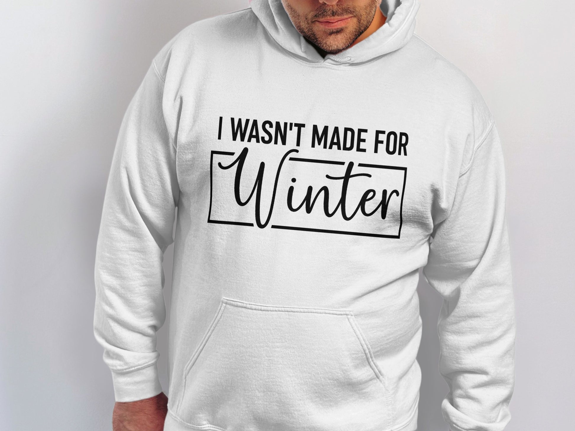 Hoodie with I Wasn't Made For Winter Slogan Print