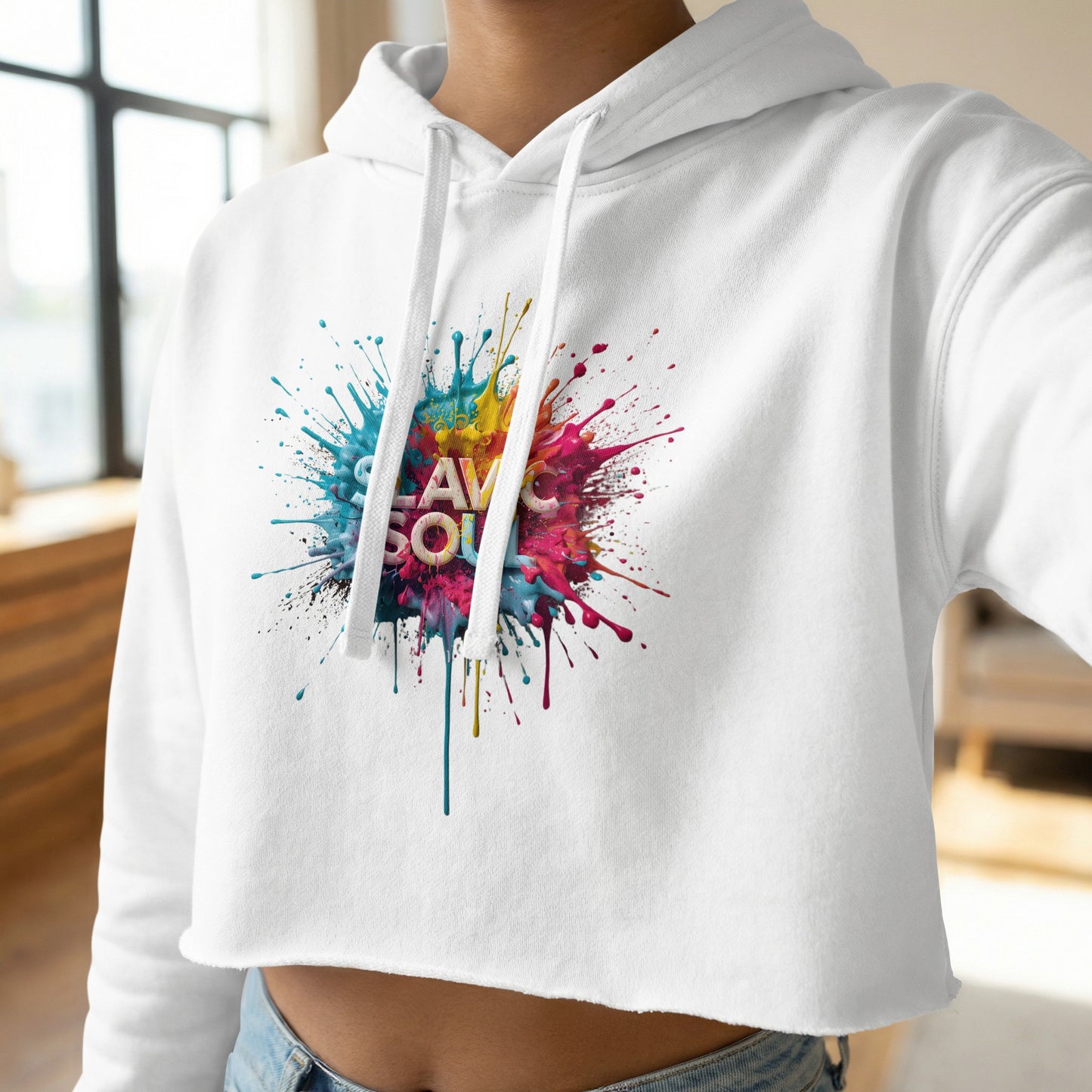 FLAVO SOUL colorful splatter cropped hoodie product type