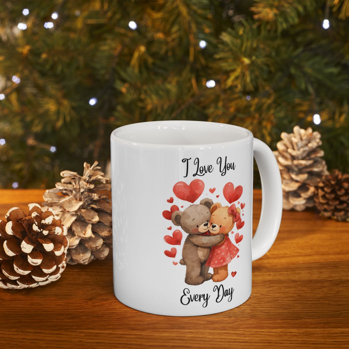 I Love You Every Day Bear Couple Mug for Gifting