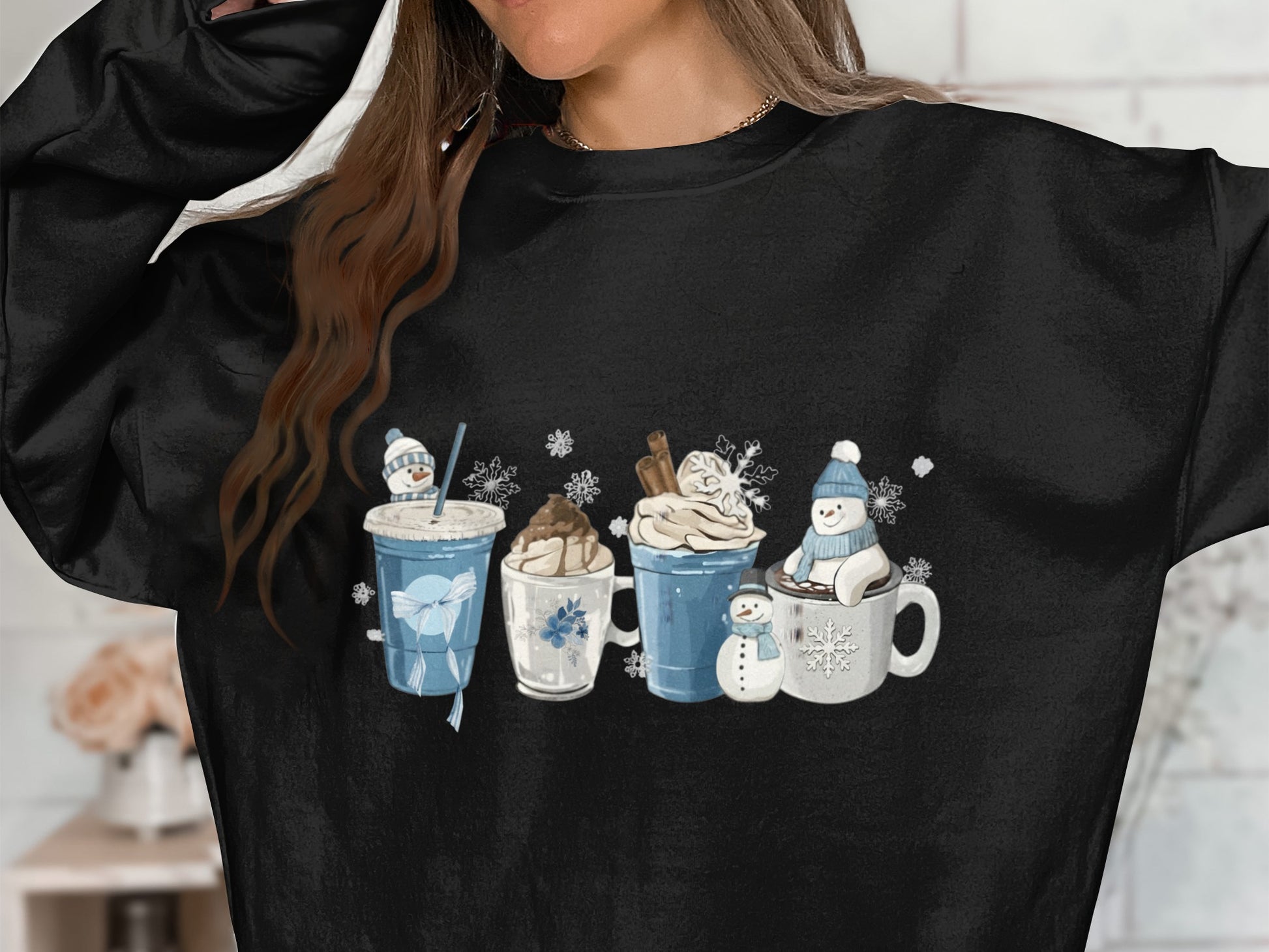 Cozy Winter Hot Chocolate Mug Graphic Sweatshirt