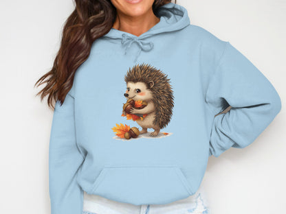 Adorable Hedgehog with Autumn Leaves Hoodie product