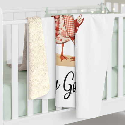 Silly Goose Love Valentine's Day Cartoon Design Soft Sherpa Fleece Blankets