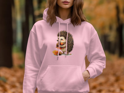 Cute Hedgehog Holding Acorn Graphic Hoodie product