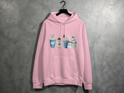 Cute Winter Drinks Pink Hoodie