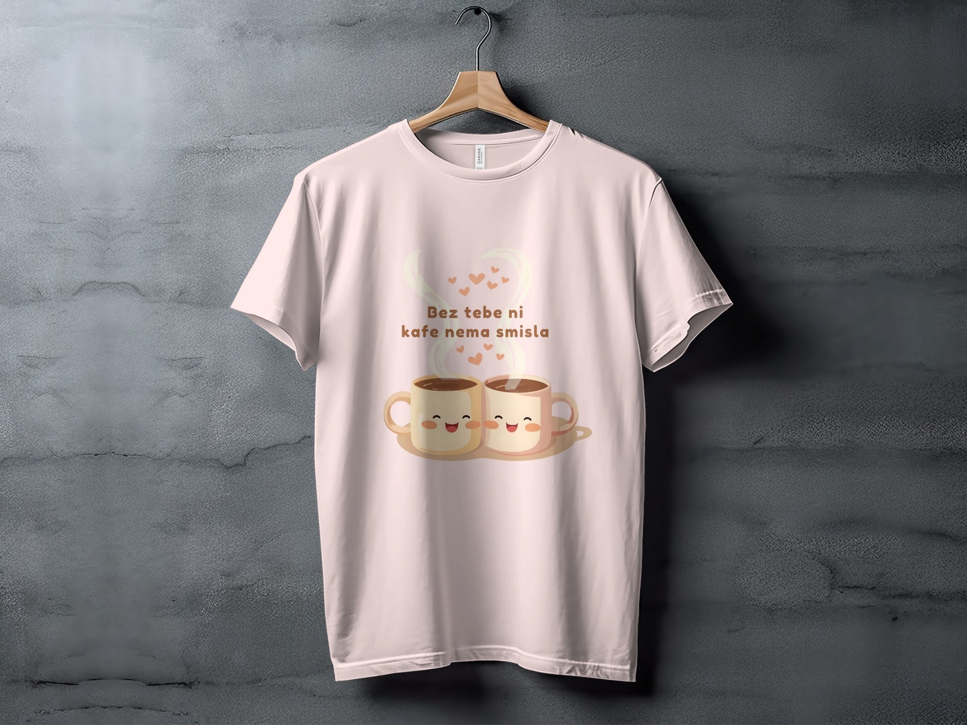 Cute Smiling Coffee Cups with Hearts T-shirt