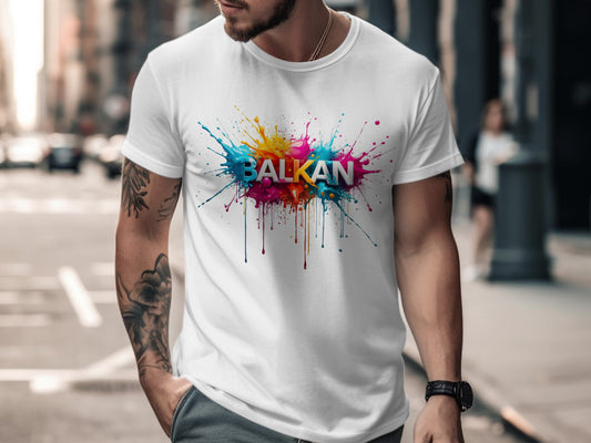 Colorful Balkan Paint Splatter Drip Design White product type