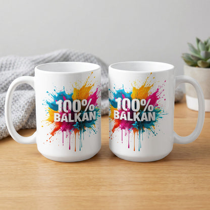 100% BALKAN Text Colorful Splash Design Mugs product type