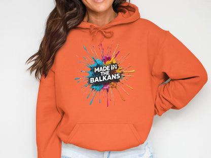 Orange Made IN THE Balkans Paint Splash Hoodie product type