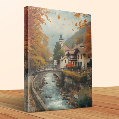 Autumn Village Scenic Print on Wrapped Canvas product