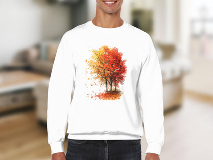 Autumn Tree Design White Crewneck product