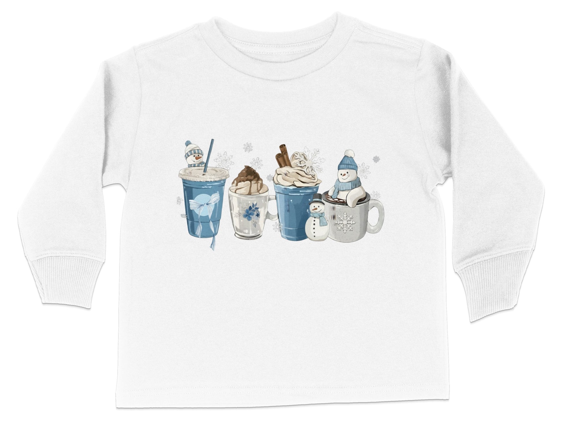 Cozy Winter Beverage Print Long Sleeve Shirt