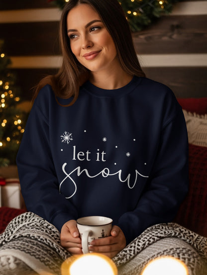Cozy Let It Snow Winter Holiday Graphic Sweatshirt