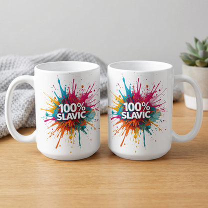 100% Slavic Paint Splatter Design White Mug product type