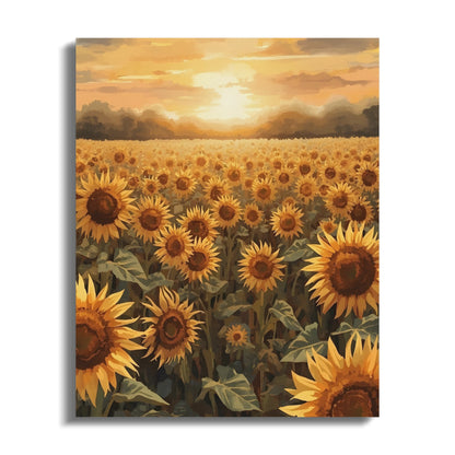 Sunlit Sunflower Field at Sunset Wall Art product
