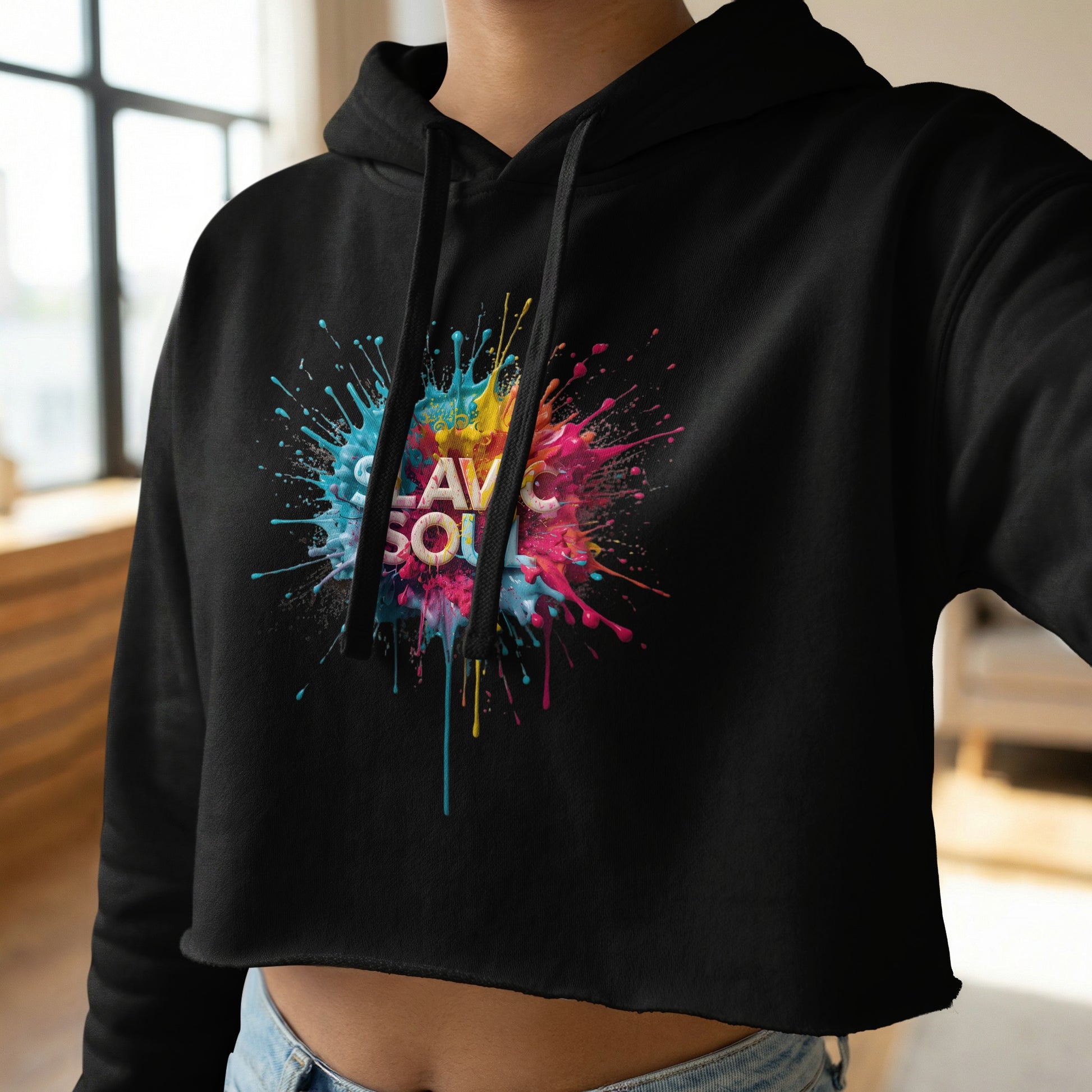 SLAVIC SOUL Colorful Paint Splatter Crop Hoodie product type
