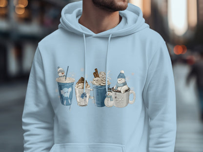 Cozy Winter-Themed Drinks Illustrated Hoodie
