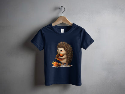 Adorable Hedgehog Holding Fall Leaves Graphic T-shirt product
