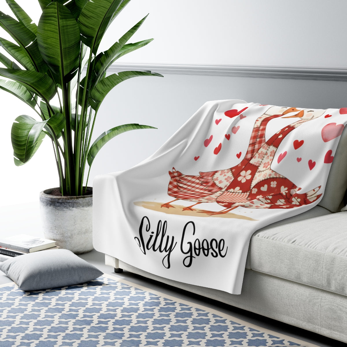 Lilly Goose Heart Pattern Cozy Throw Blanket