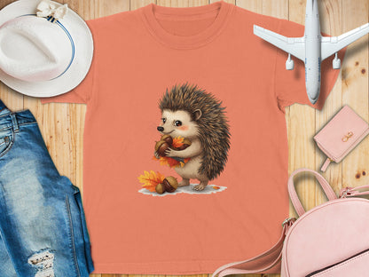 Cute Hedgehog Holding Acorn Fall Themed T-shirt product
