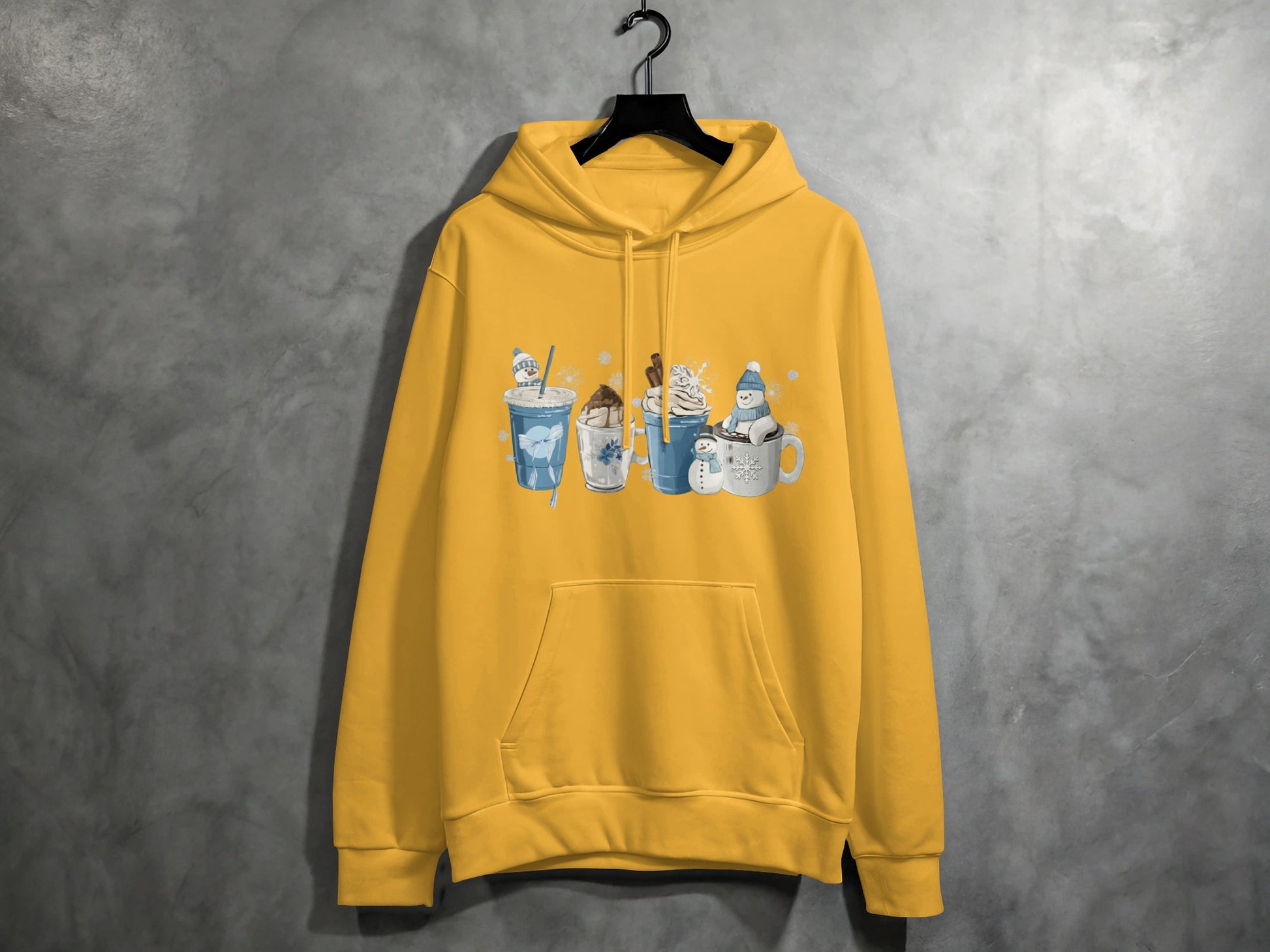 Cute Cartoon Drinks Printed Yellow Hoodie