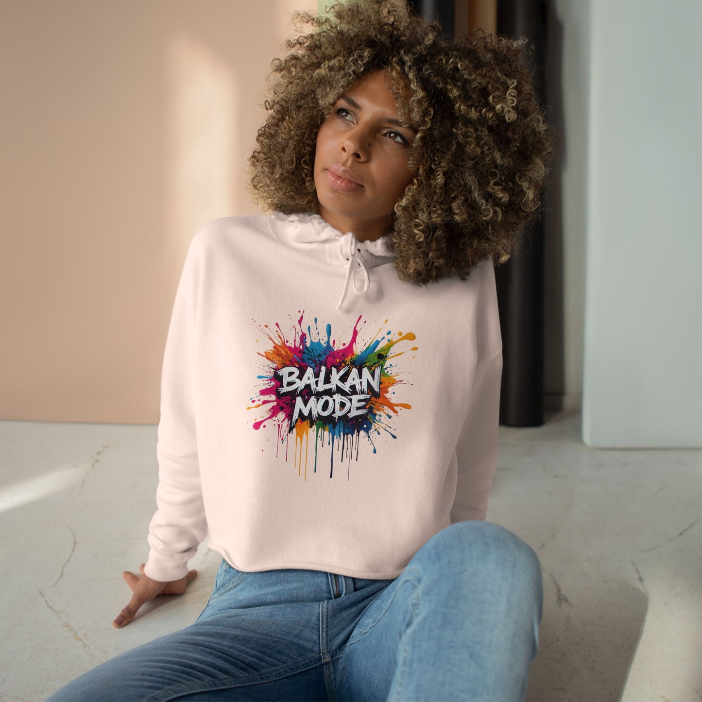 BALKAN MODE Colorful Paint Splash Design Cropped Hoodie product type