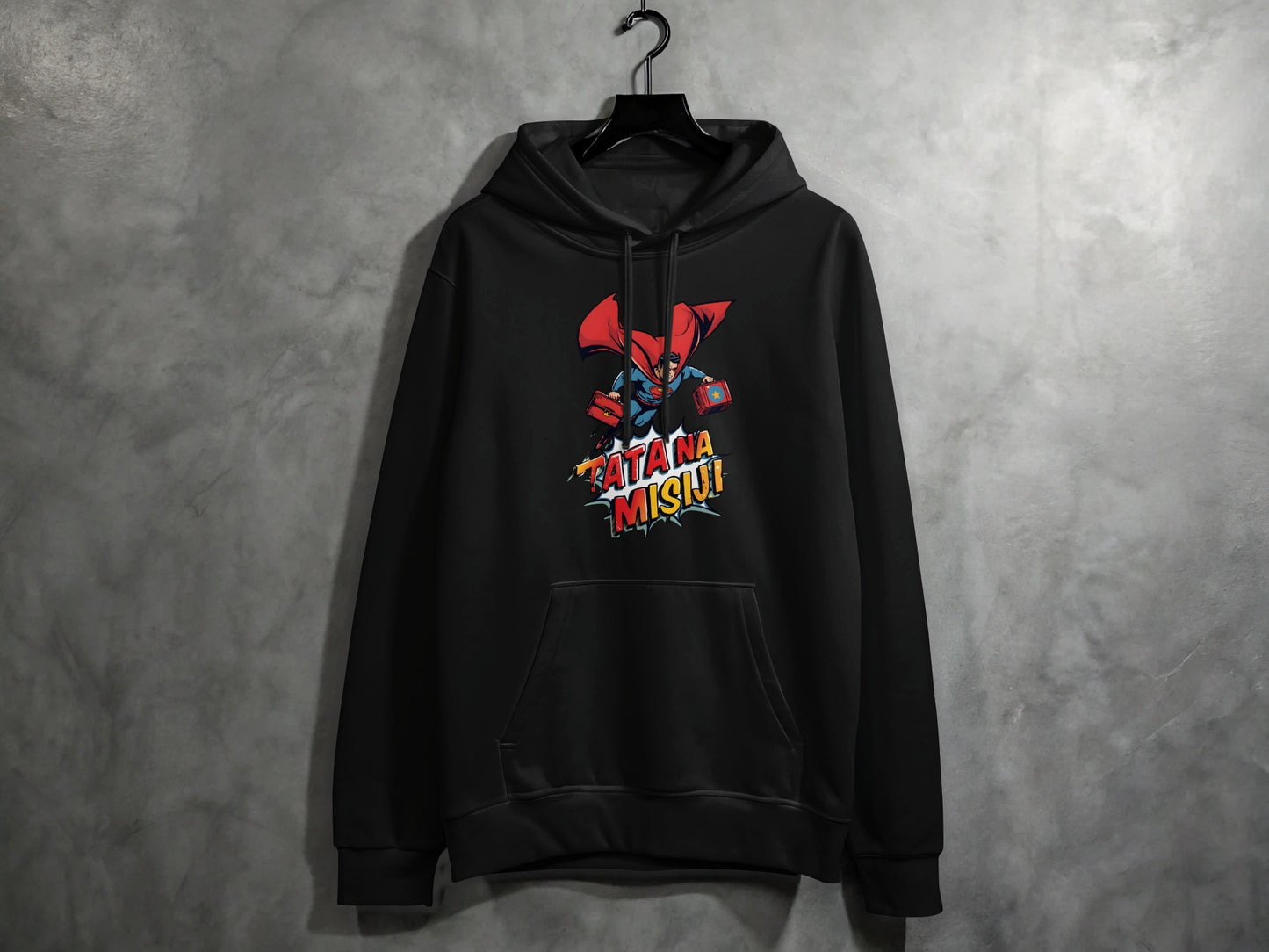 Stylish Dark Hoodie with Graphic Print Design