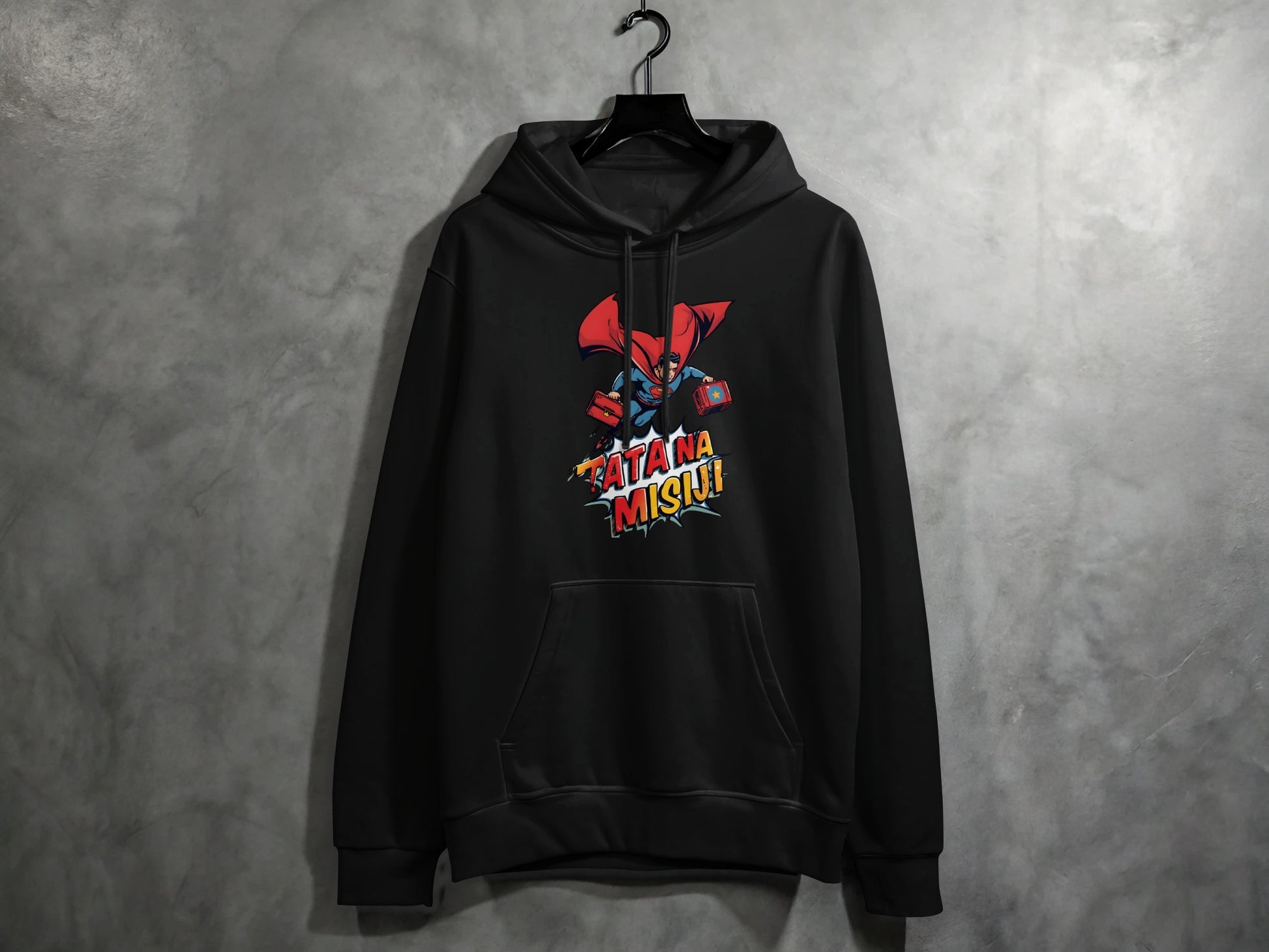 Stylish Dark Hoodie with Graphic Print Design