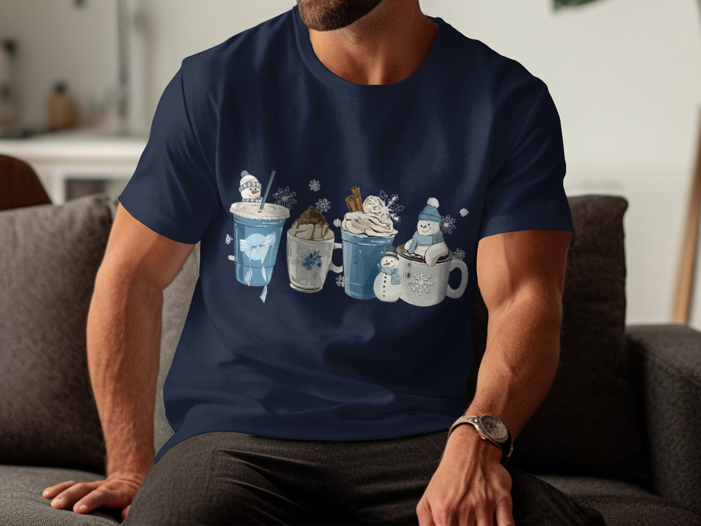 Snowman and Hot Cocoa Graphic Tee Shirt