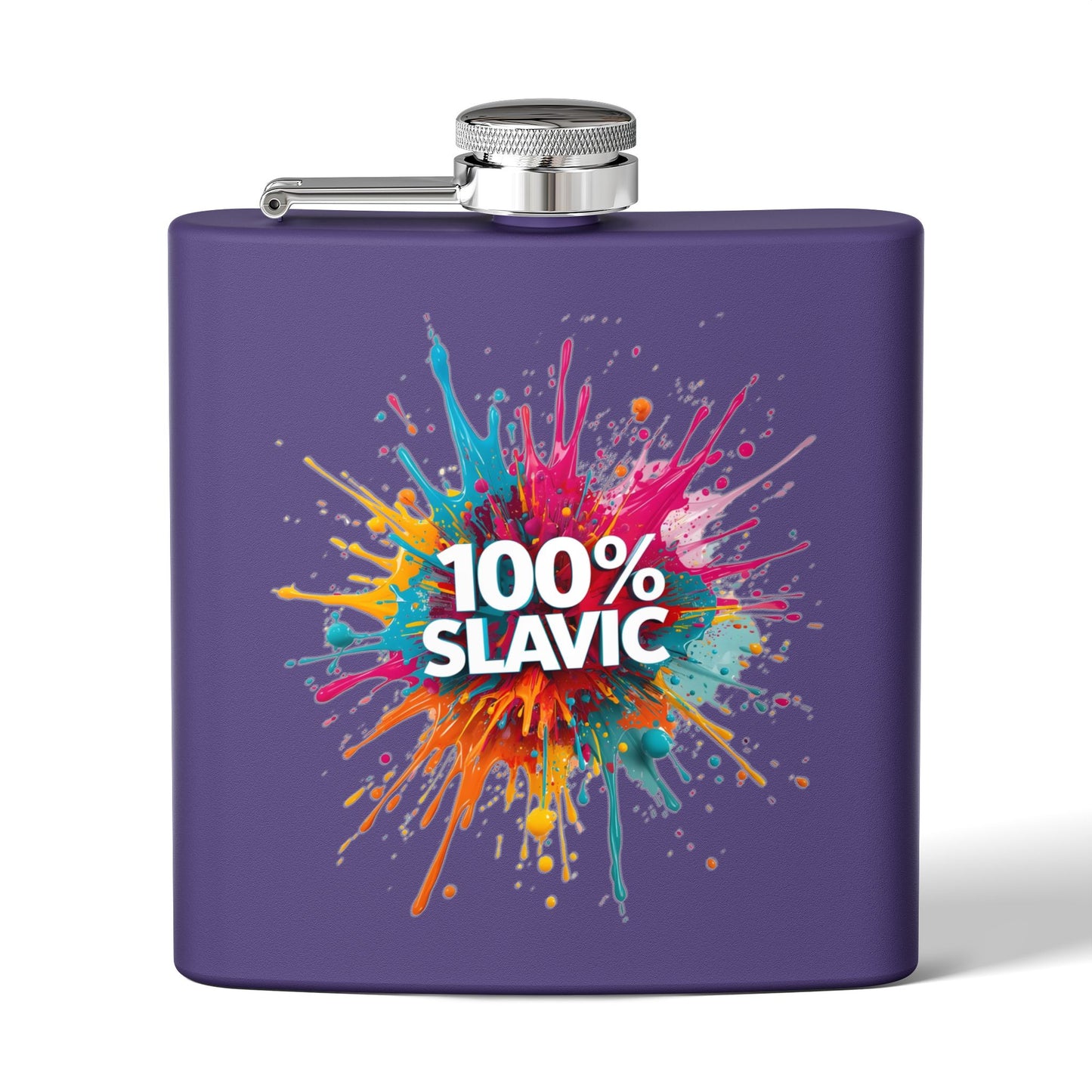 Purple flask colorful paint splatter 100% SLAVIC product type
