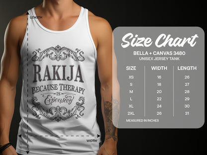 Rakija Because Therapy Is Expensive Unisex Jersey Tank product