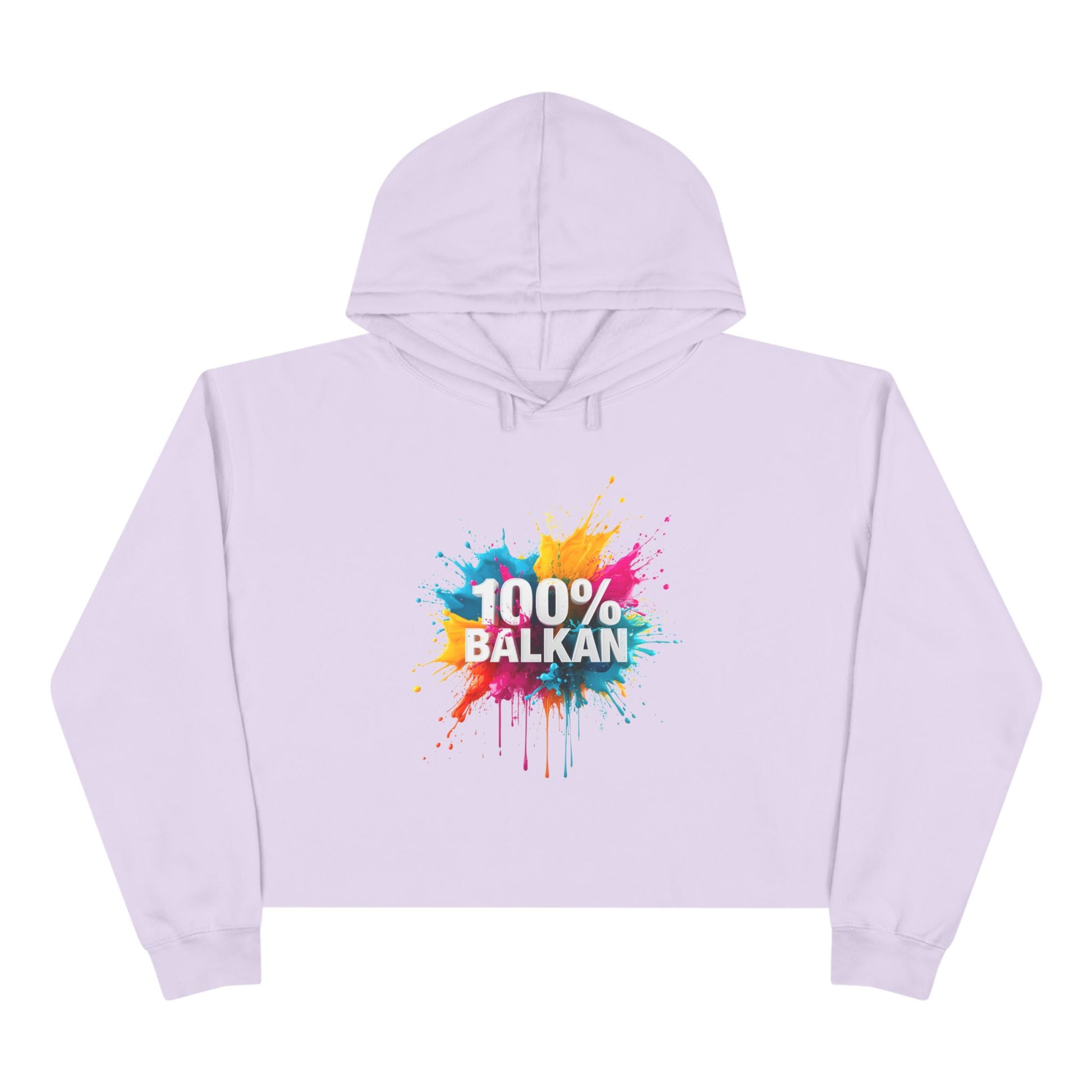 Lavender Cropped Hoodie 100% Balkan Splatter Design product type