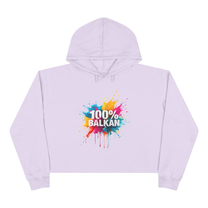 Lavender Cropped Hoodie 100% Balkan Splatter Design product type