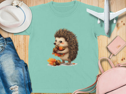 Hedgehog Holding Autumn Leaves T-Shirt product type