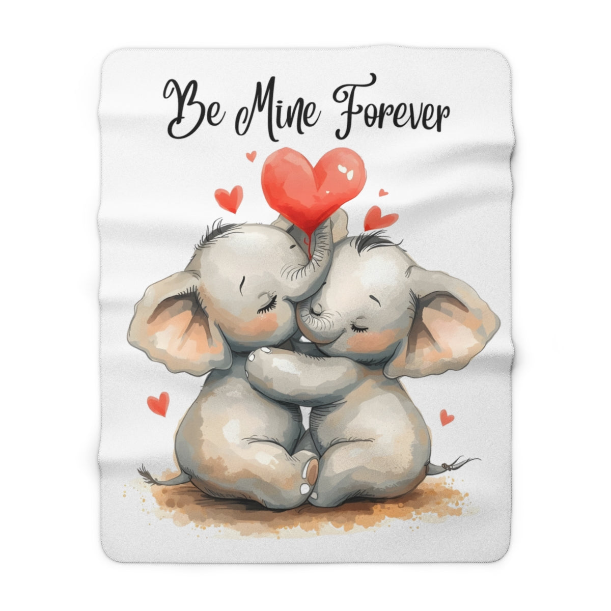 Be Mine Forever Elephants with Red Hearts Blanket
