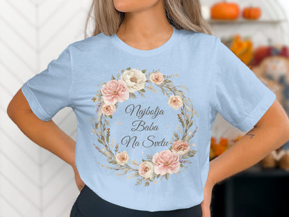 Najbolja Baba na Svetu Floral Design T-Shirt