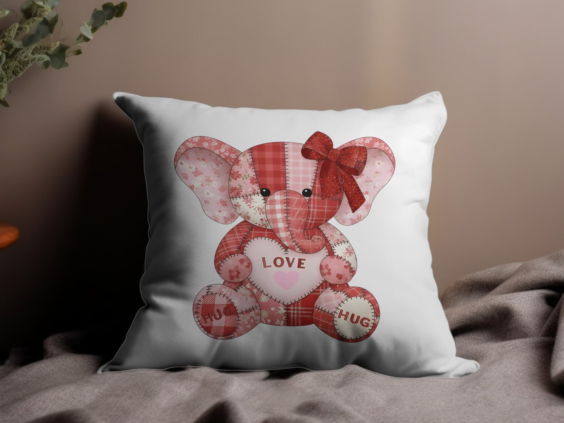 Adorable Elephant Love Hug Decorative Pillow Product