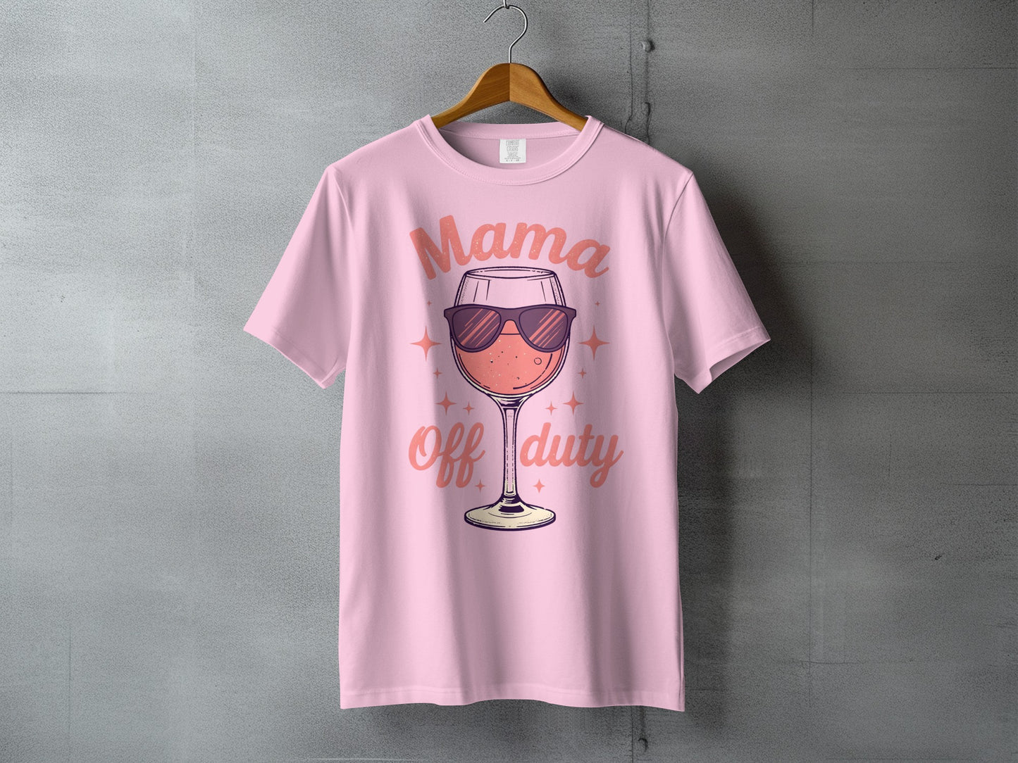 Mama Off Duty with Wine Glass Graphic Shirt
