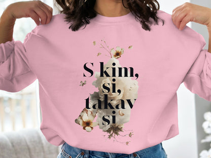 Pink Sweatshirt with Floral Design Fashionable Clothing product type