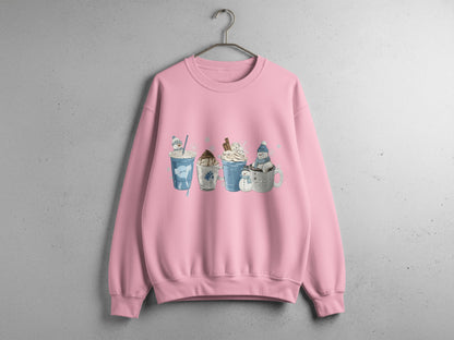Cute Winter Themed Hot Beverage Illustrations Sweater