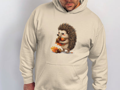 Cute Hedgehog Eats Orange Fall Leaves Hoodie product
