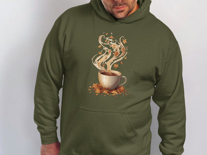 Cozy Autumn Vibes Hoodie with Steaming Coffee Cup product type