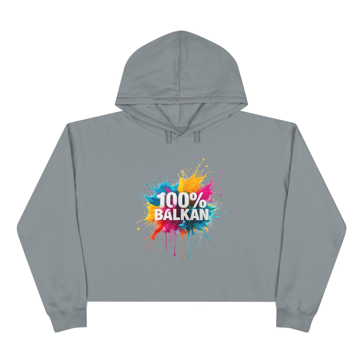 Grey Crop Hoodie 100% BALKAN Splash Design product type