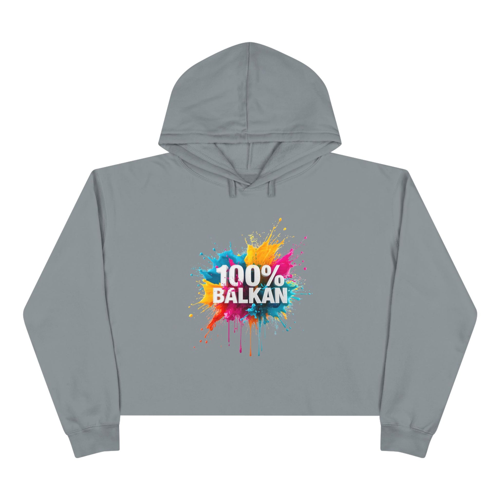 Grey Crop Hoodie 100% BALKAN Splash Design product type