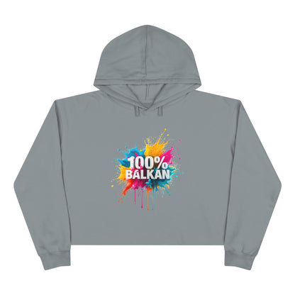 Grey Crop Hoodie 100% BALKAN Splash Design product type