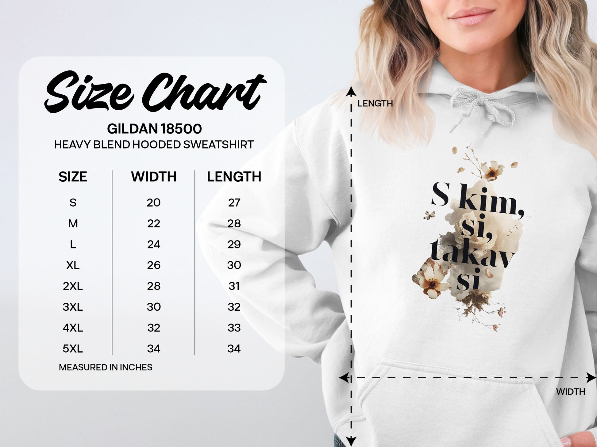 S kim si takav si design white hooded sweatshirt product
